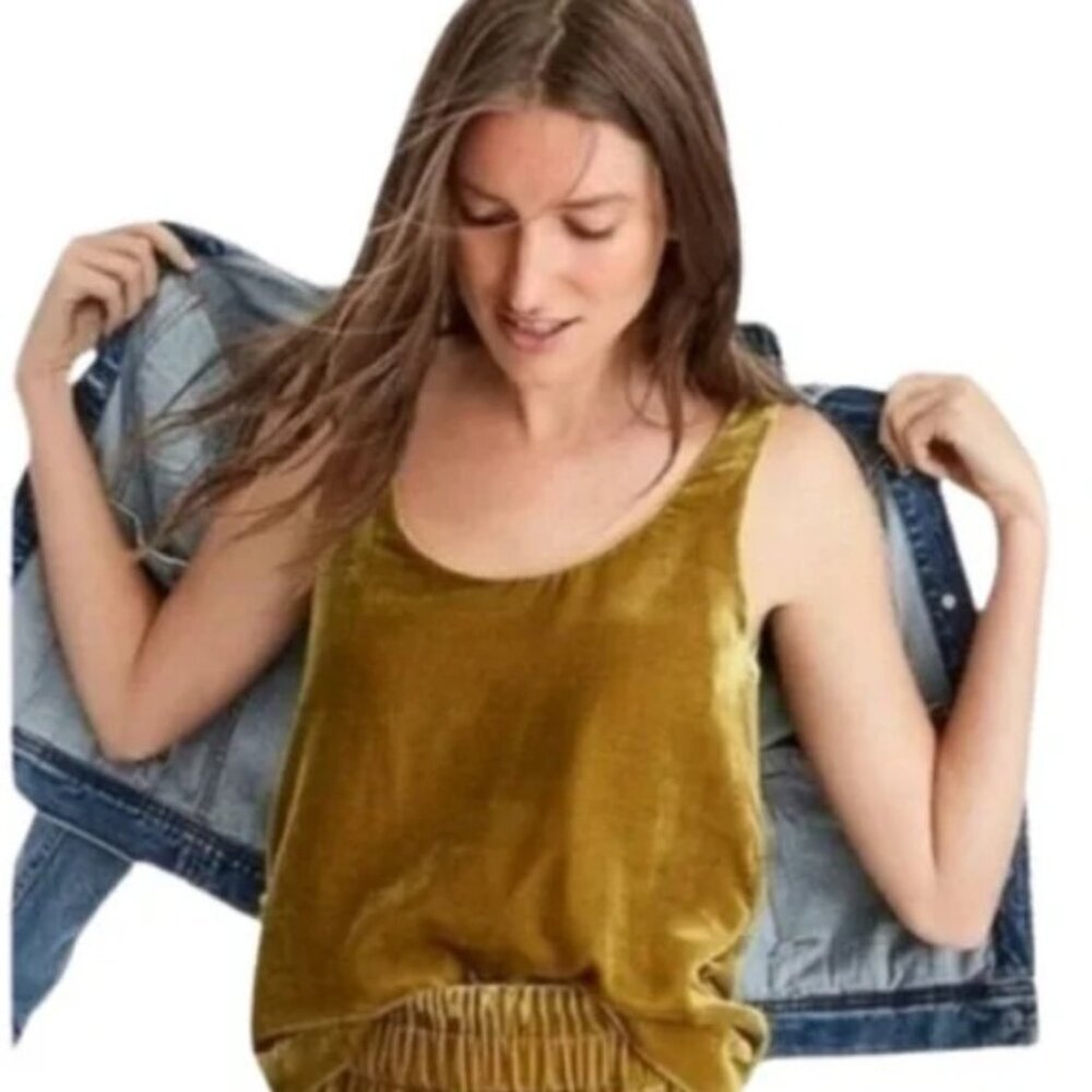 J Crew Womens Size 2 Sleeveless Velvet Tank‎ Top in Vintage Gold J4925 1667